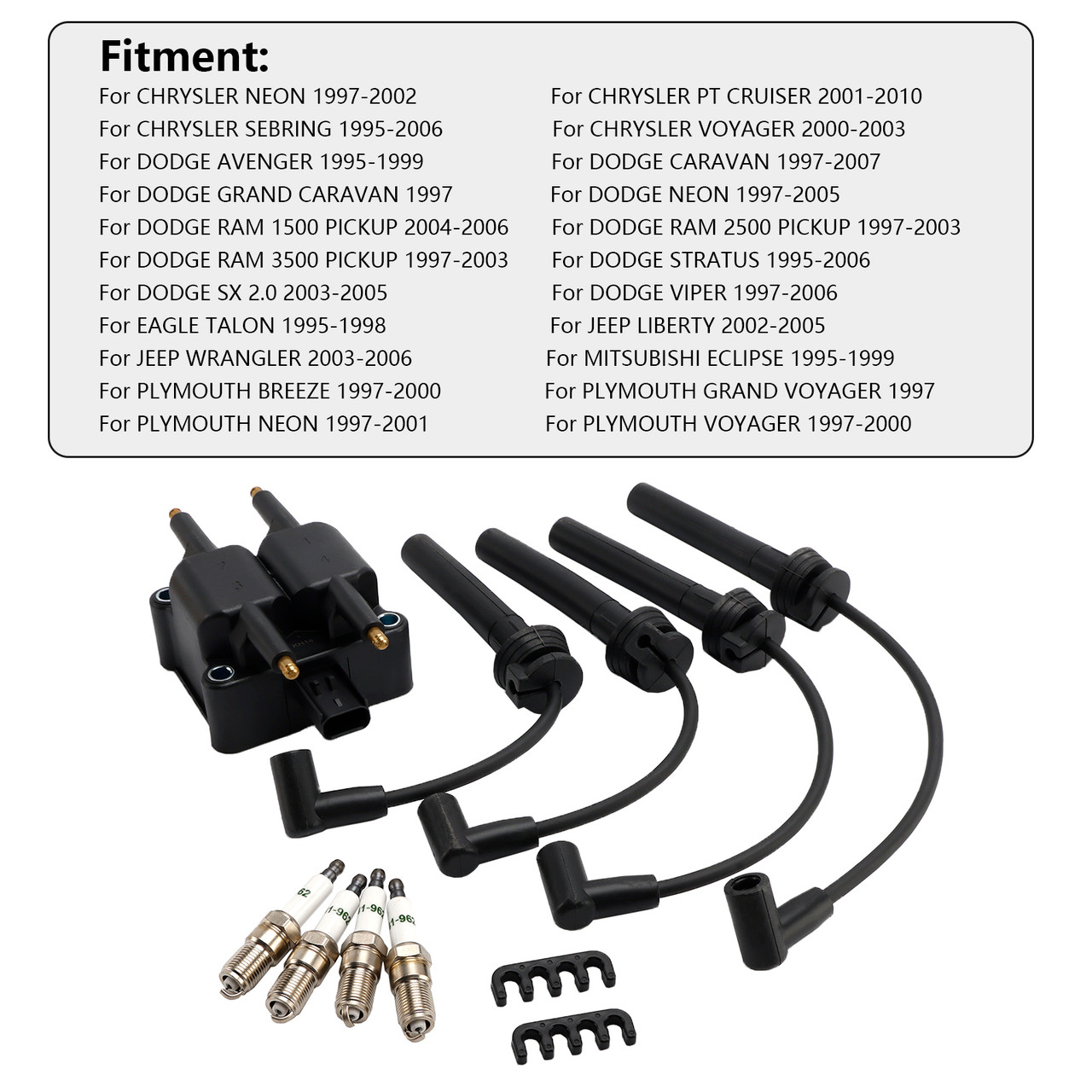 1997-2006 DODGE RAM 1500 2500 3500 Ignition Coil Pack Spark Plug Wire Set UF189 UF403 UF410 Generic