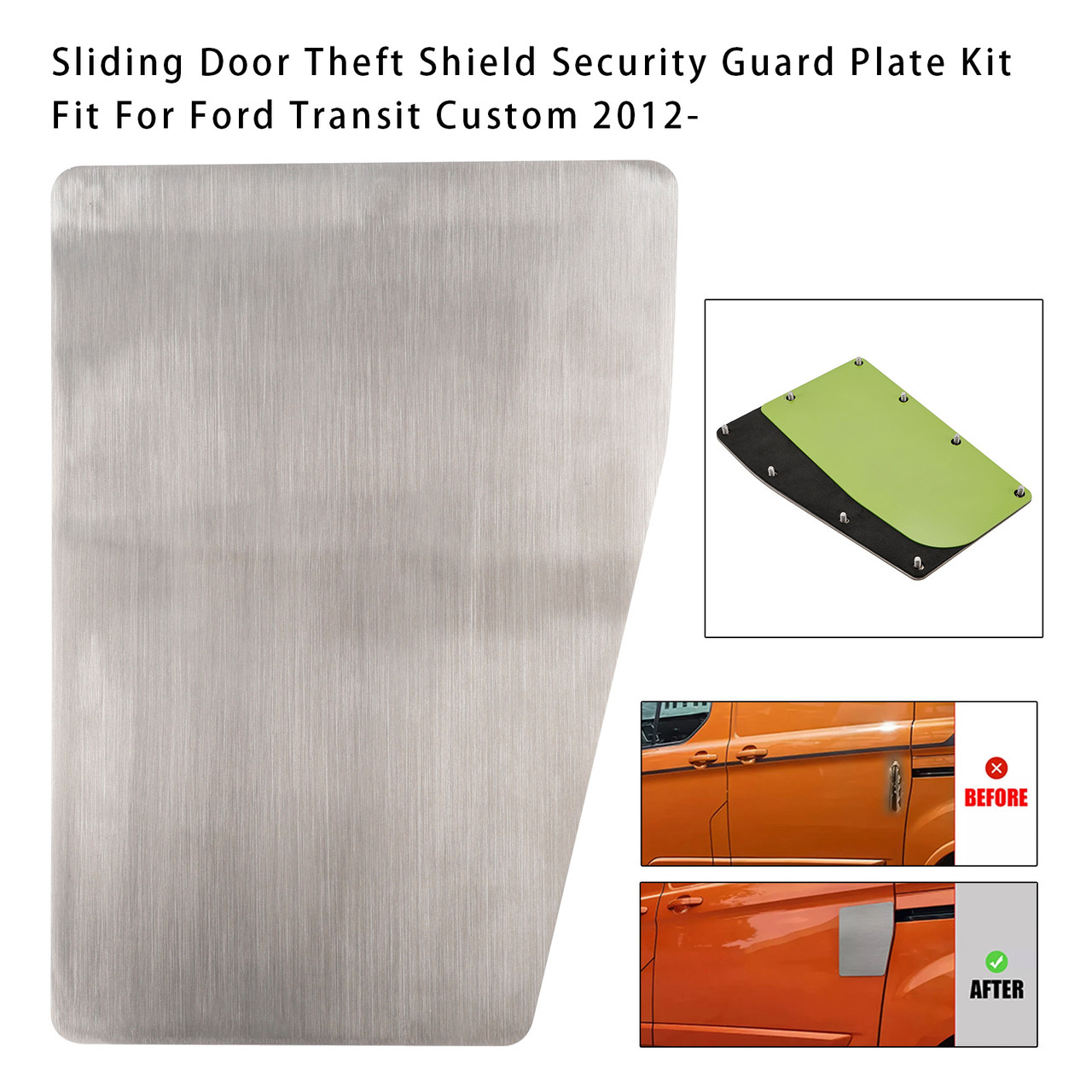 2012- Ford Transit Custom Left Sliding Door Theft Shield Security Guard Plate Kit Generic