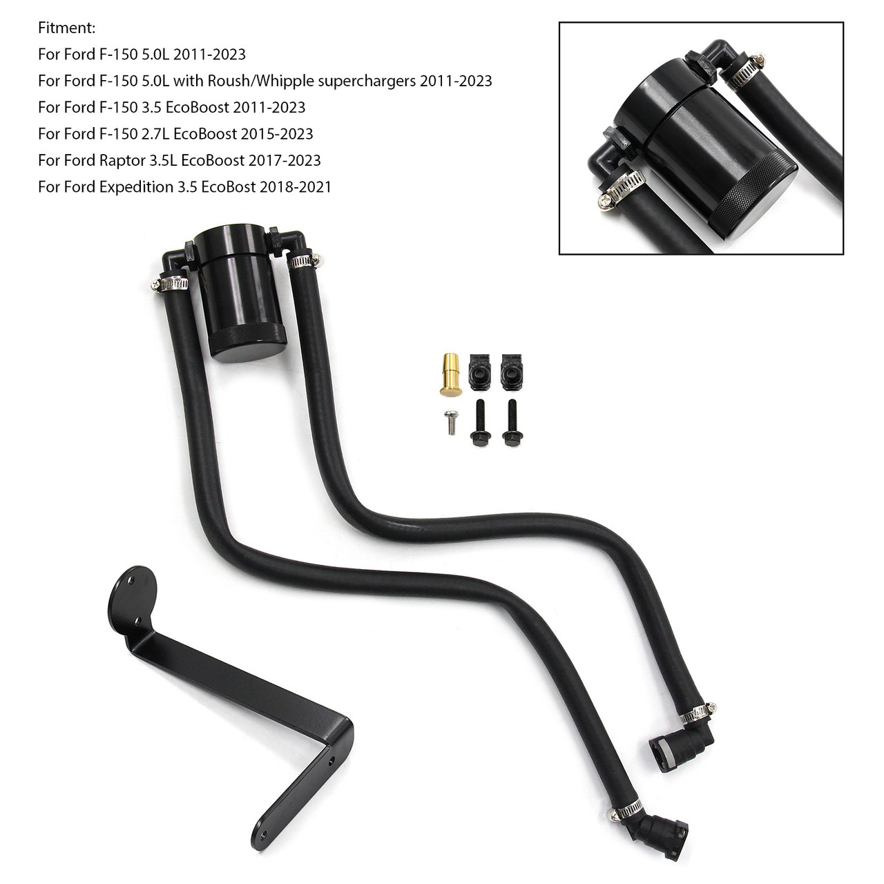 2011-2023 Ford F-150 5.0L 3.5L 2.7L Oil Catch Can Air Oil Separator OCC-1077-BK Generic