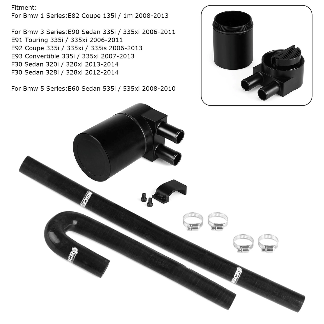 2006-2013 E92 Coupe 335i / 335xi / 335is Oil Catch Can Tank with Silicone Radiator Hose OCC016-Black Generic