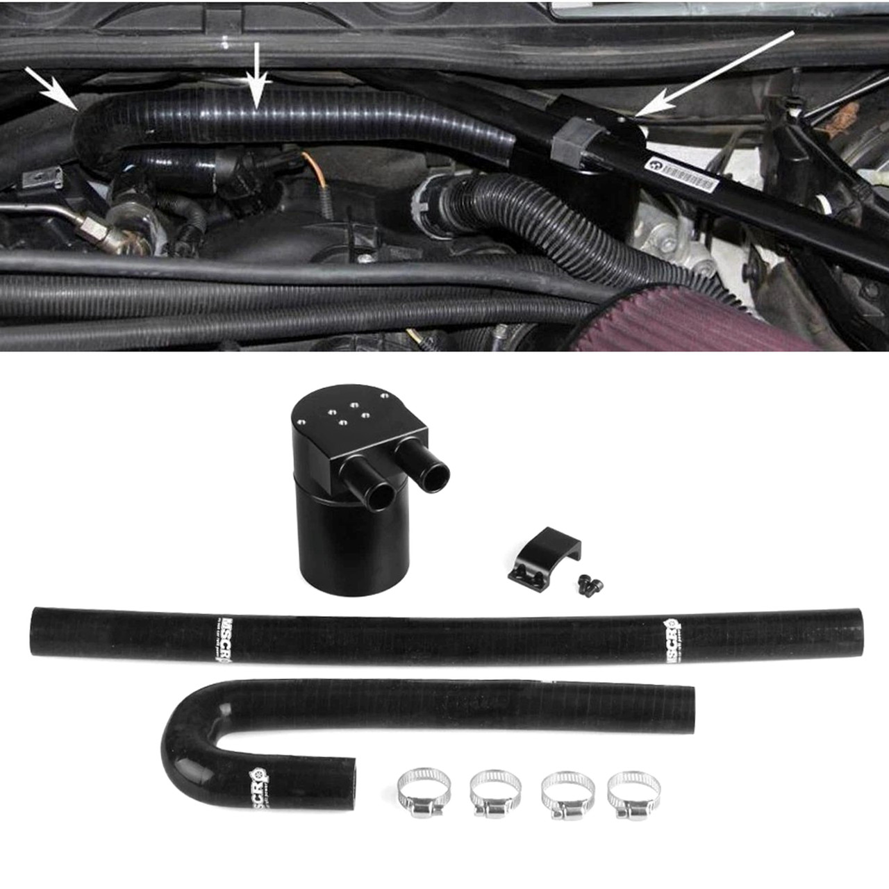 2013-2014 F30 Sedan 320i / 320xi Oil Catch Can Tank with Silicone Radiator Hose OCC016-Black Generic