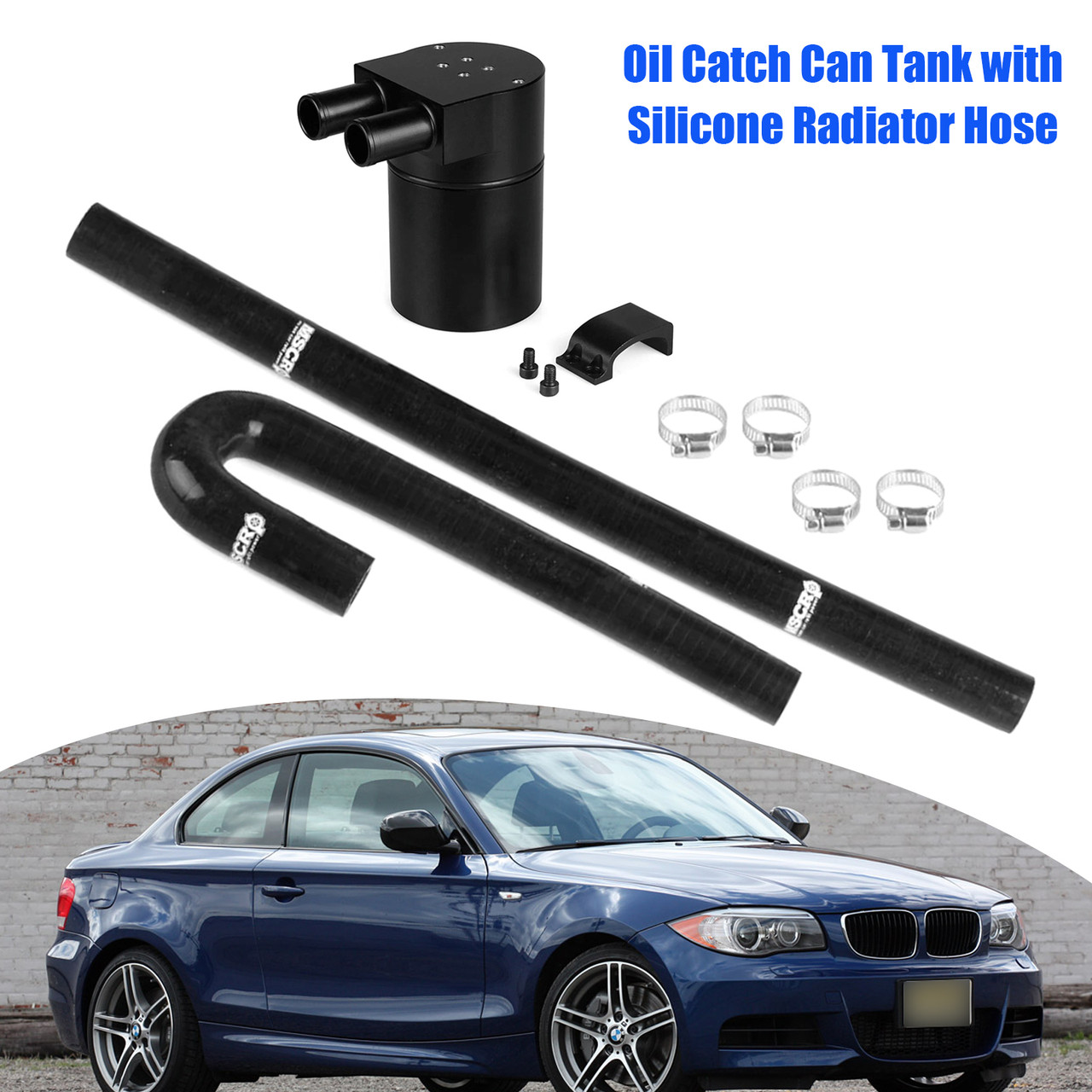 2008-2010 BMW 5 Series E60 Sedan 535i /535xi Oil Catch Can Tank with Silicone Radiator Hose OCC016-Black Generic
