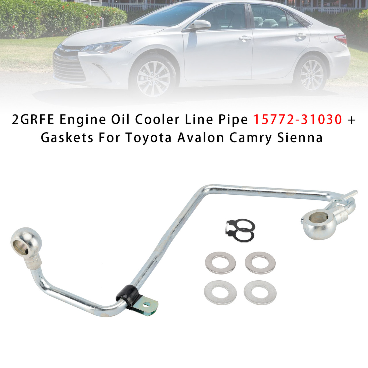 2009-2017 Toyota CAMRY 3.5L 2GRFE Engine Oil Cooler Line Pipe 15772-31030+Gaskets Generic