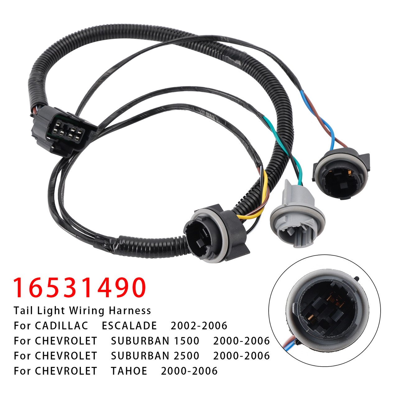2000-2006 GMC YUKON/ XL 1500/ 2500 Tail Light Wiring Harness 16531490 Generic