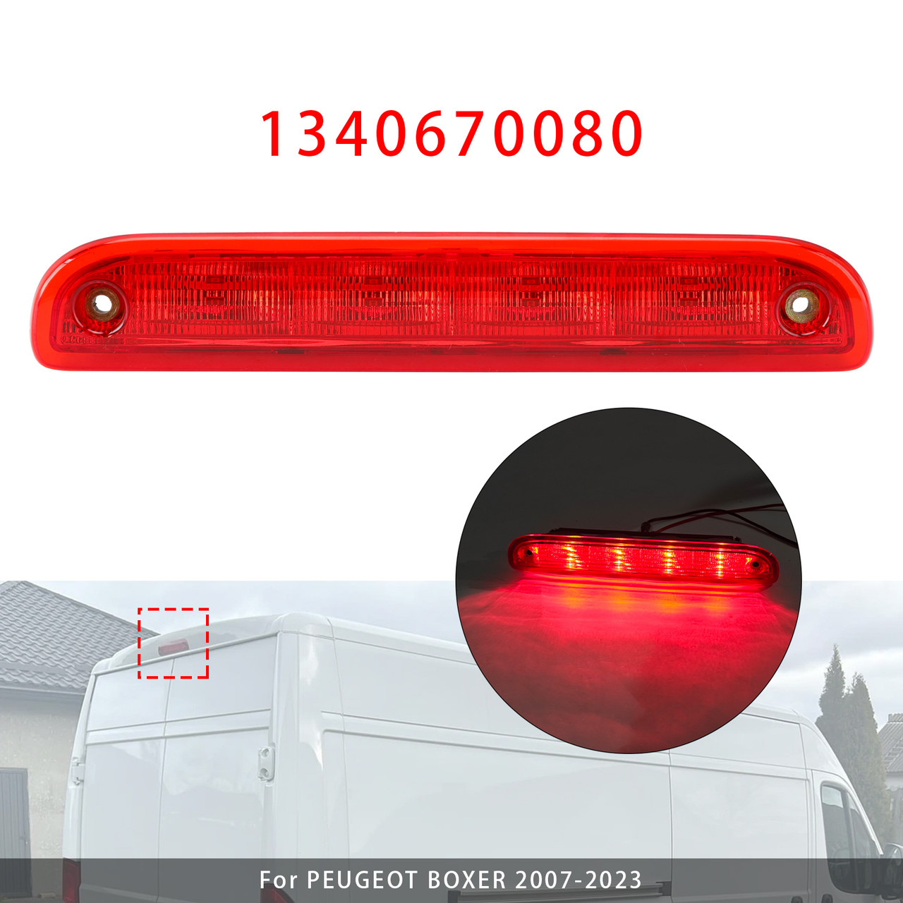 2007-2023 PEUGEOT BOXER Rear Stop Red Brake Light Lamp 1340670080 Generic