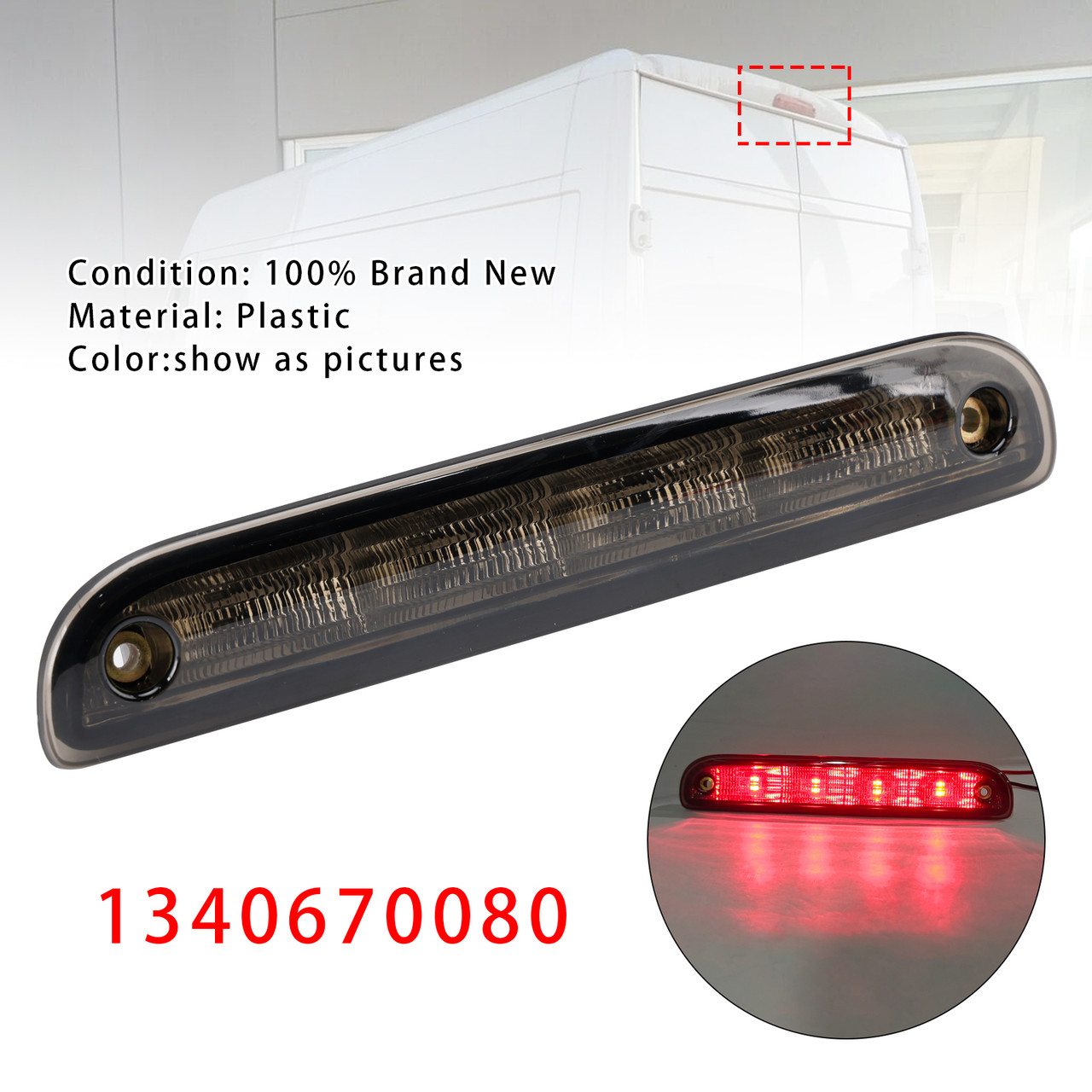 2007-2023 CITROEN RELAY Rear Stop Black Brake Light Lamp 1340670080 Generic