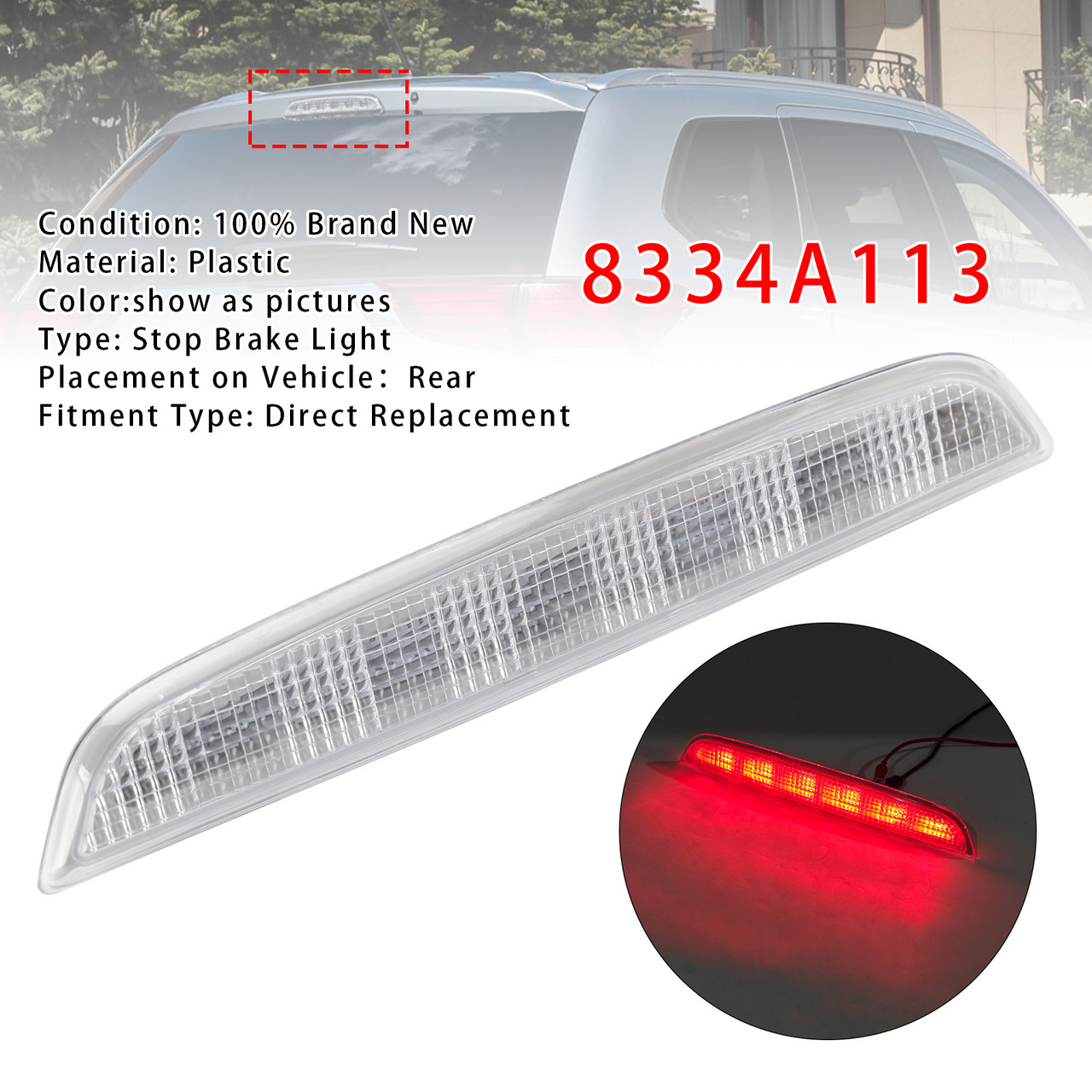 2013-2016 Mitsubishi Outlander High Mount LED Stop Brake Light 8334A113 White Generic
