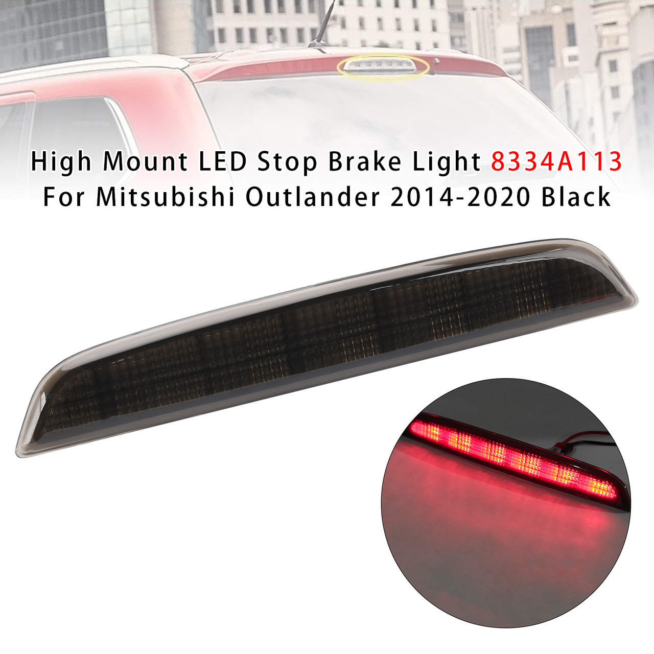 2013-2016 Mitsubishi Outlander High Mount LED Stop Brake Light 8334A113 Black Generic