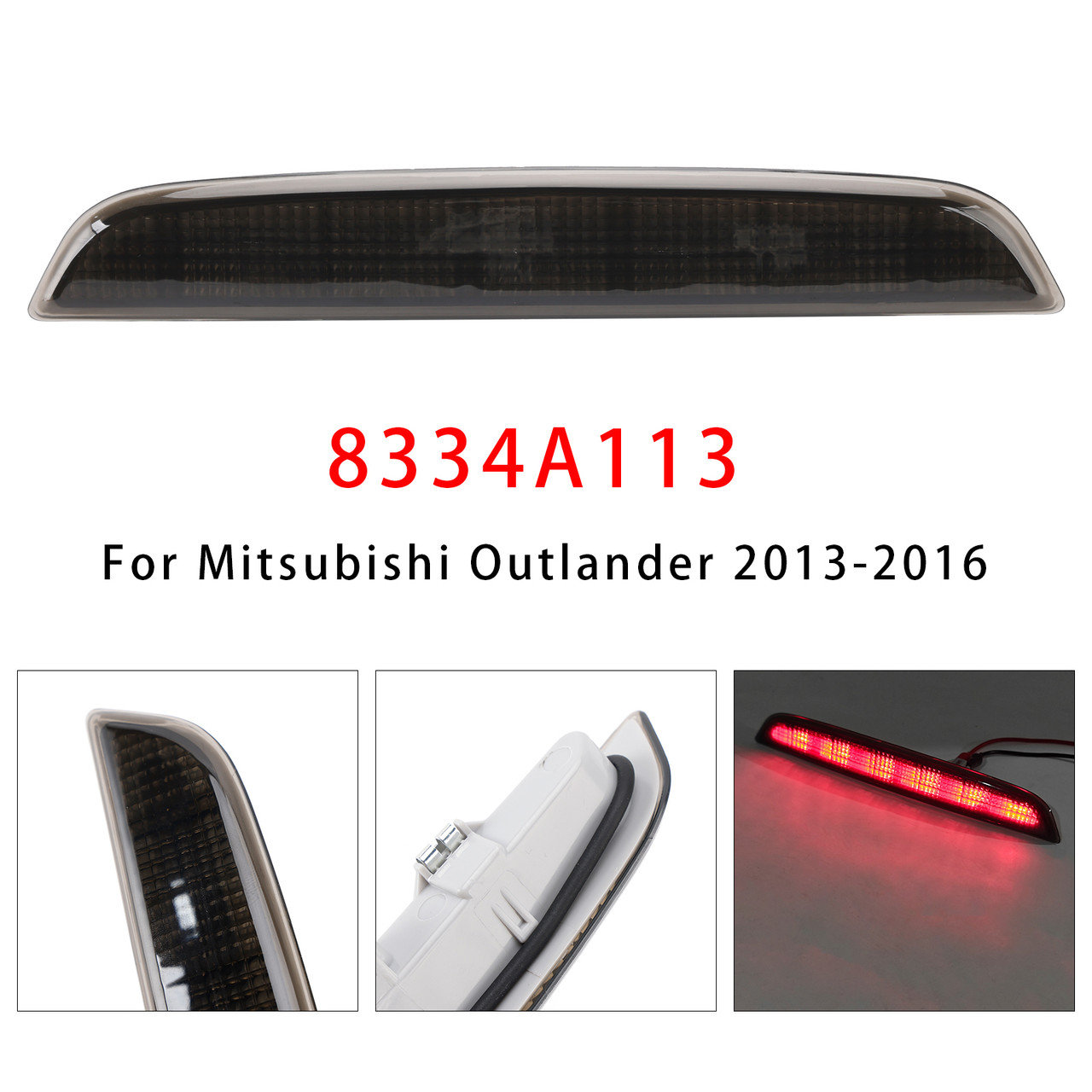 2013-2016 Mitsubishi Outlander High Mount LED Stop Brake Light 8334A113 Black Generic