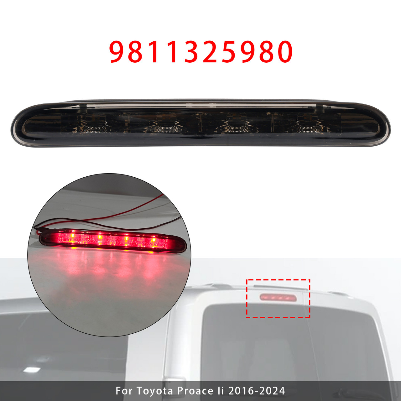 2016-2024 Citroen Jumpy Iv Spacetourer LED Rear Stop Brake Light 9811325980 Black Generic
