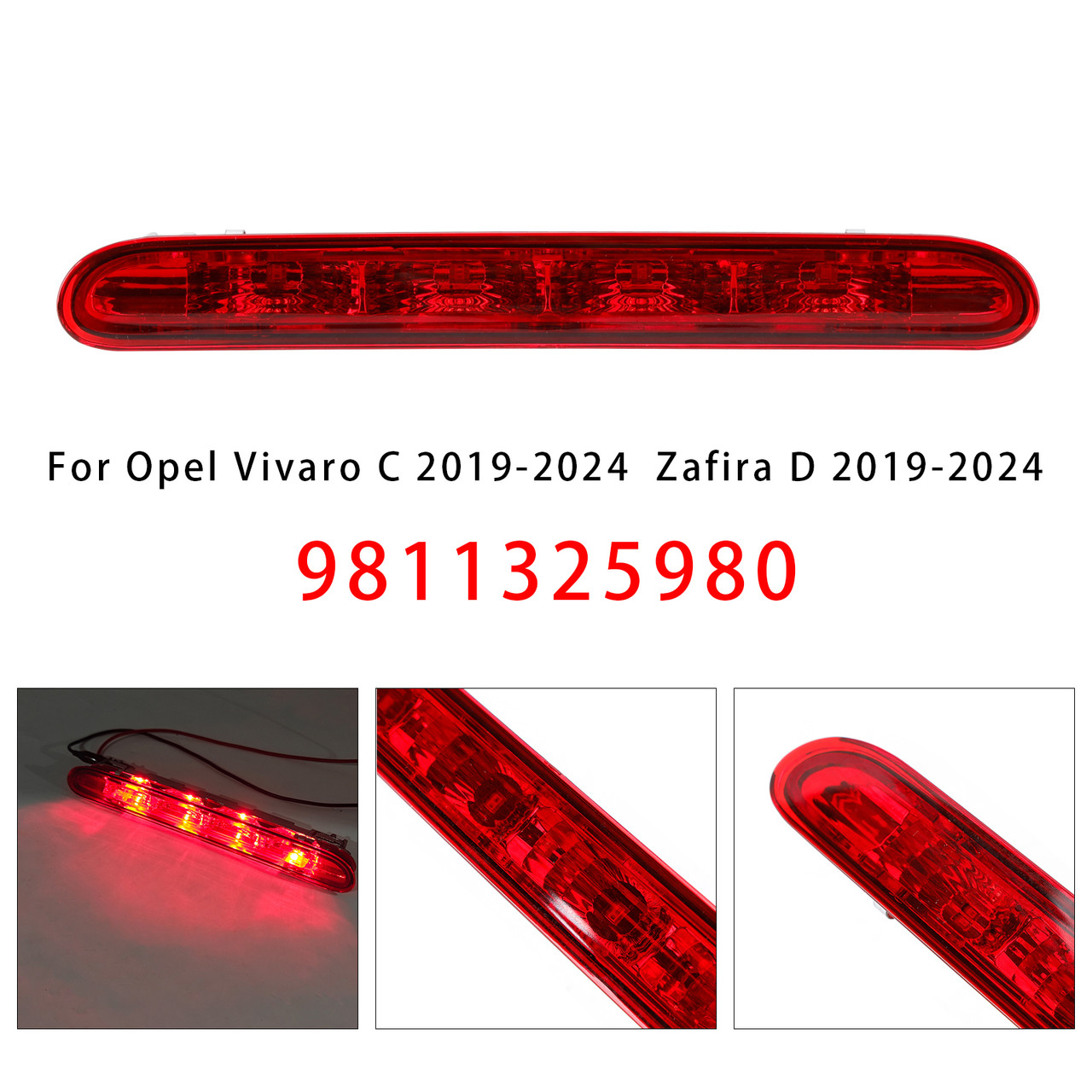 2016-2024 Toyota Proace Ii LED Rear Stop Brake Light 9811325980 Red Generic