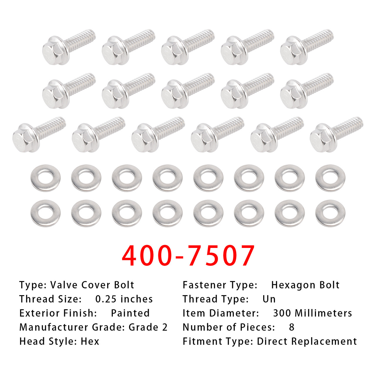 2 Pack 400-7507 Stainless 300 Hex Valve Cover Bolt Kit