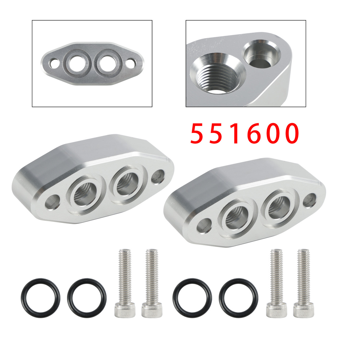 2 Pack Oil Cooler Adapter -6AN ORB Oring In/Out Port Plate LS1 LSX LS3 LS LS2 LS3 551600