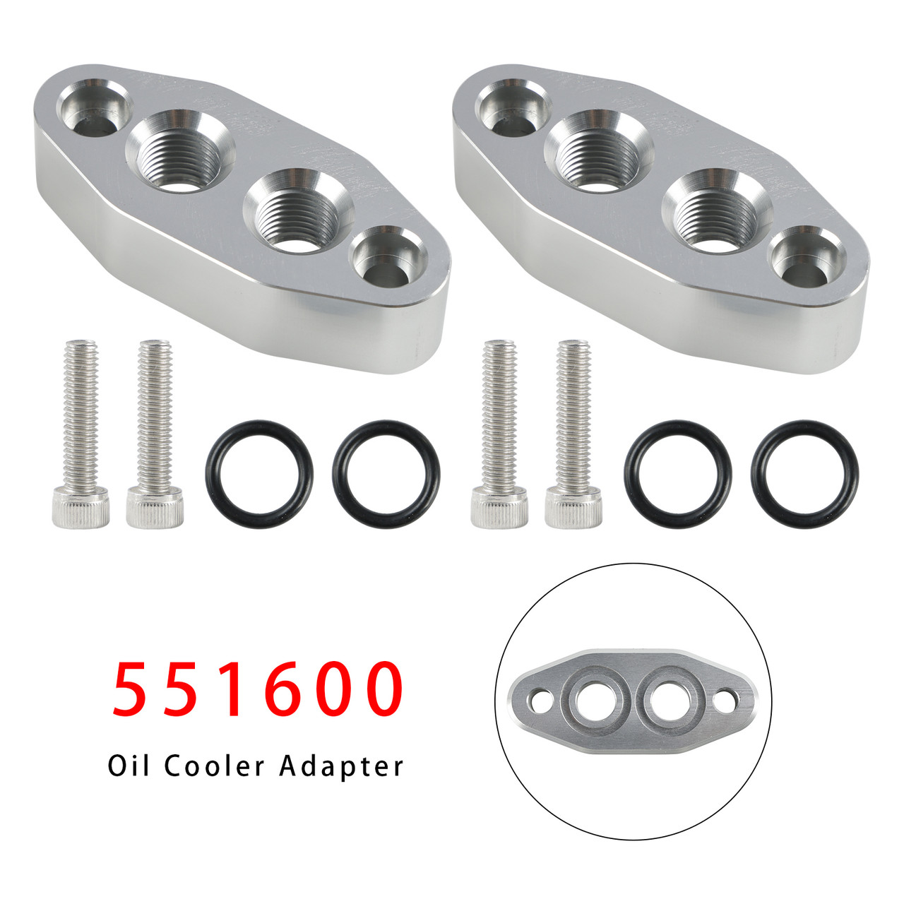 2 Pack Oil Cooler Adapter -6AN ORB Oring In/Out Port Plate LS1 LSX LS3 LS LS2 LS3 551600