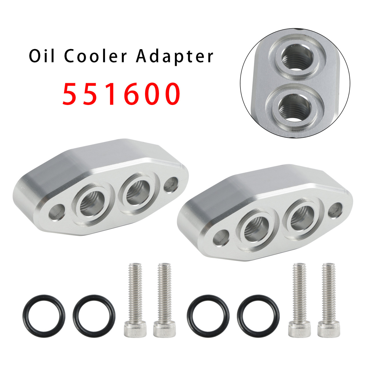 2 Pack Oil Cooler Adapter -6AN ORB Oring In/Out Port Plate LS1 LSX LS3 LS LS2 LS3 551600