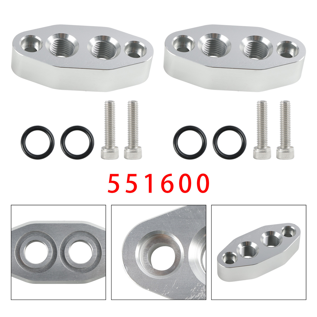 2 Pack Oil Cooler Adapter -6AN ORB Oring In/Out Port Plate LS1 LSX LS3 LS LS2 LS3 551600