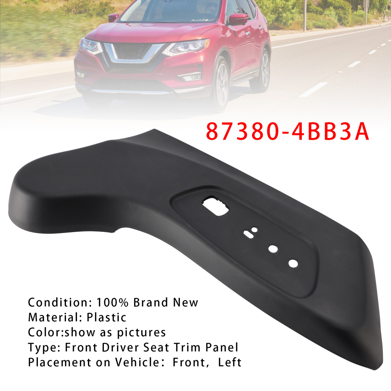 2014-2020 Nissan Rogue Front Driver Seat Trim Panel 87380-4BB3A Generic