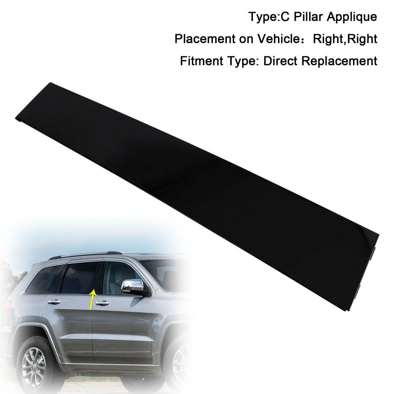 2022 Jeep Grand Cherokee WK Right Rear Door Pillar Window Trim Applique B57010446 Generic