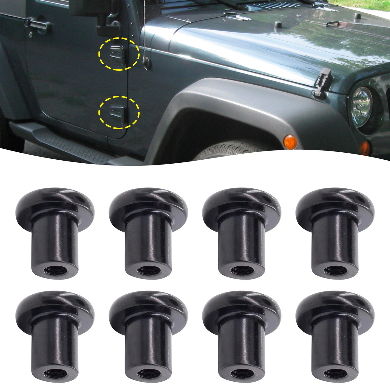 2007-2021 Jeep Wrangler JK 8Pcs Door Hinge Nut Bolt 6511744AA Generic