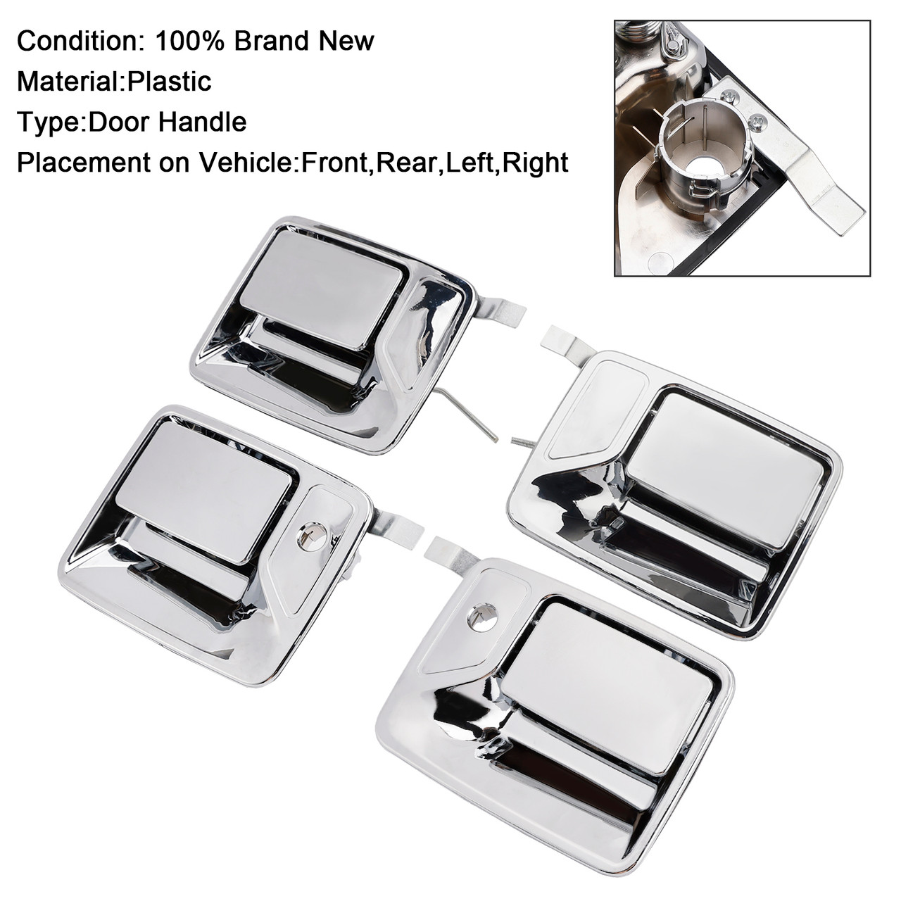 1999-2016 Ford F-250 F-350 F450 F550 F650 F750 Excursion 4Pcs Chrome Exterior Door Handle Set Generic