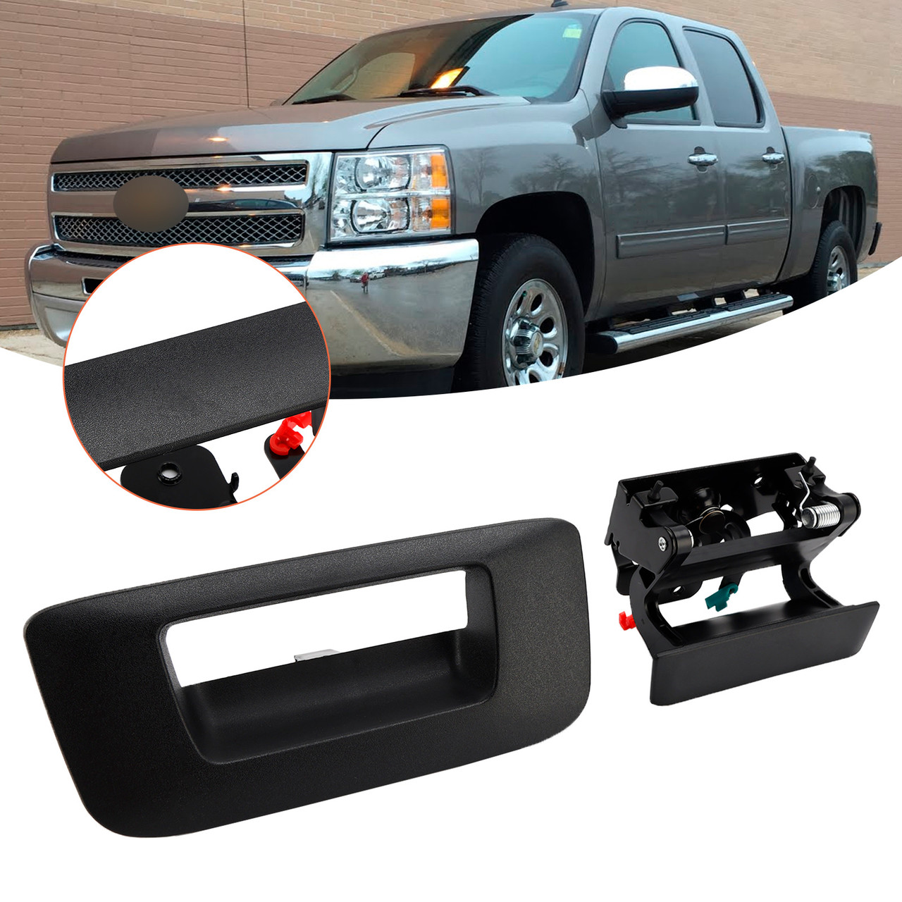 2007-2014 GMC Sierra 1500 2500 3500 Tailgate Handle Set of 2 Exterior Black Generic