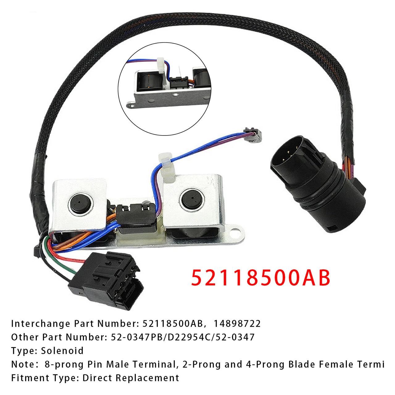 2000-2004 Jeep Grand Cherokee Overdrive Solenoid w/ Wire Harness 52118500AB Generic