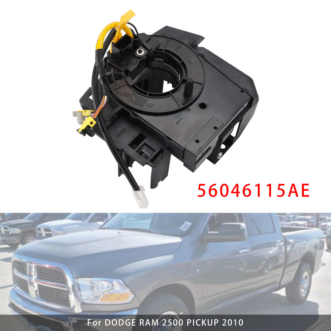 2010 DODGE RAM 2500 3500 PICKUP Clock Spring With Heated and Angle Sensor 56046115AE Generic