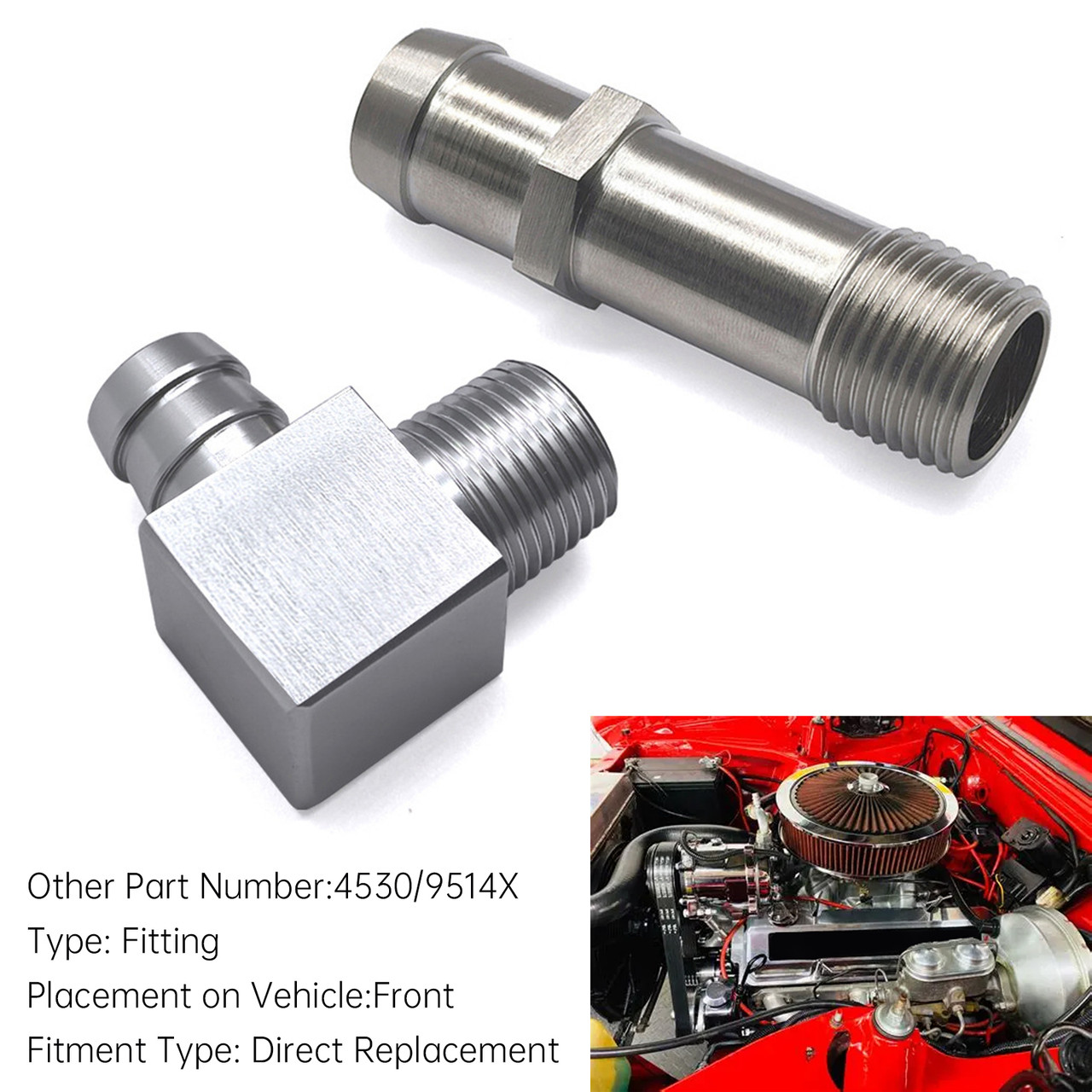 1962-1979 Nova 2PCS Heater Hose Fitting 3/4" Water Pump 5/8" Intake 4530/9514X Generic