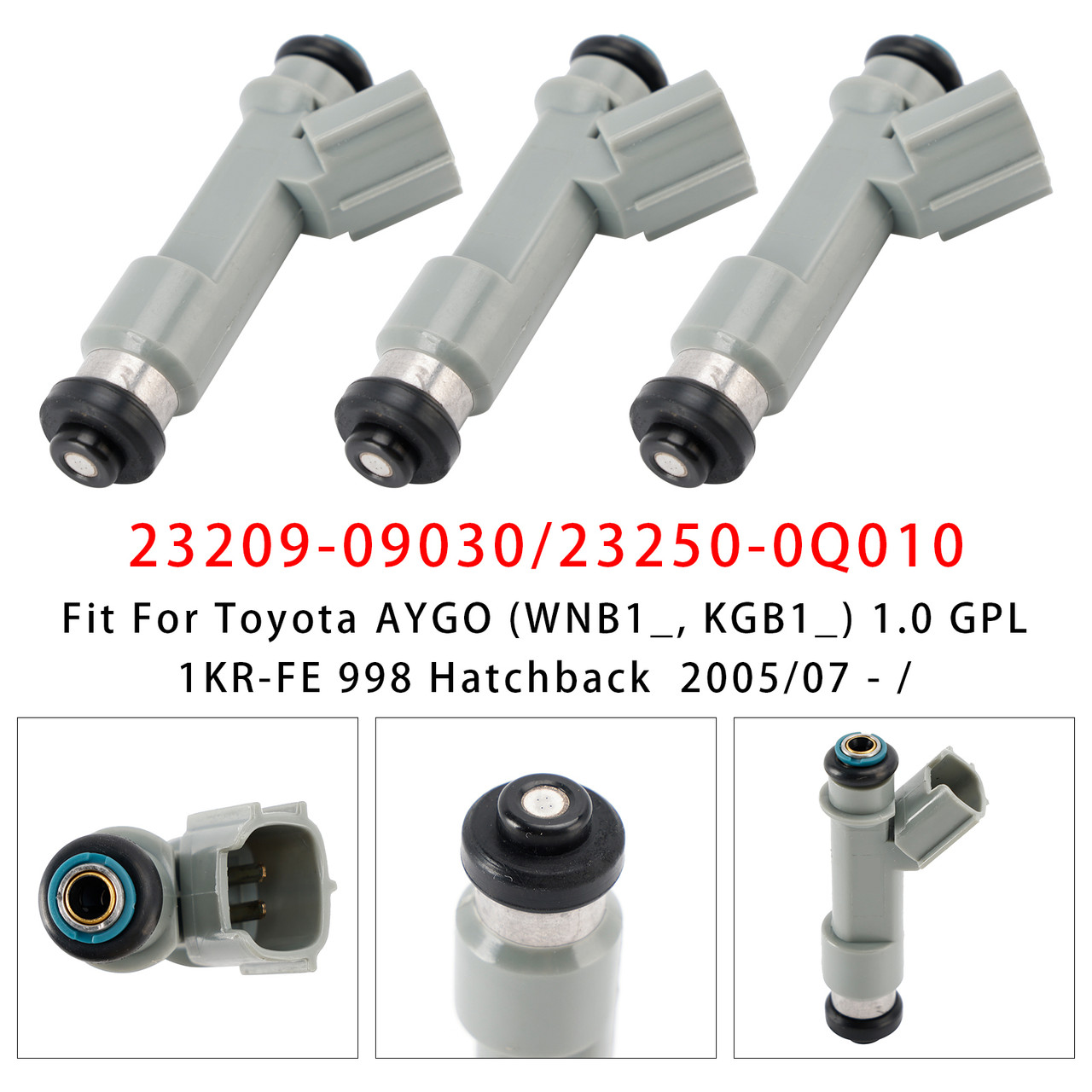 2005- Toyota Citroen Peugeot 1.0 3Pcs Fuel Injector 23209-09030 23250-0Q010 Generic