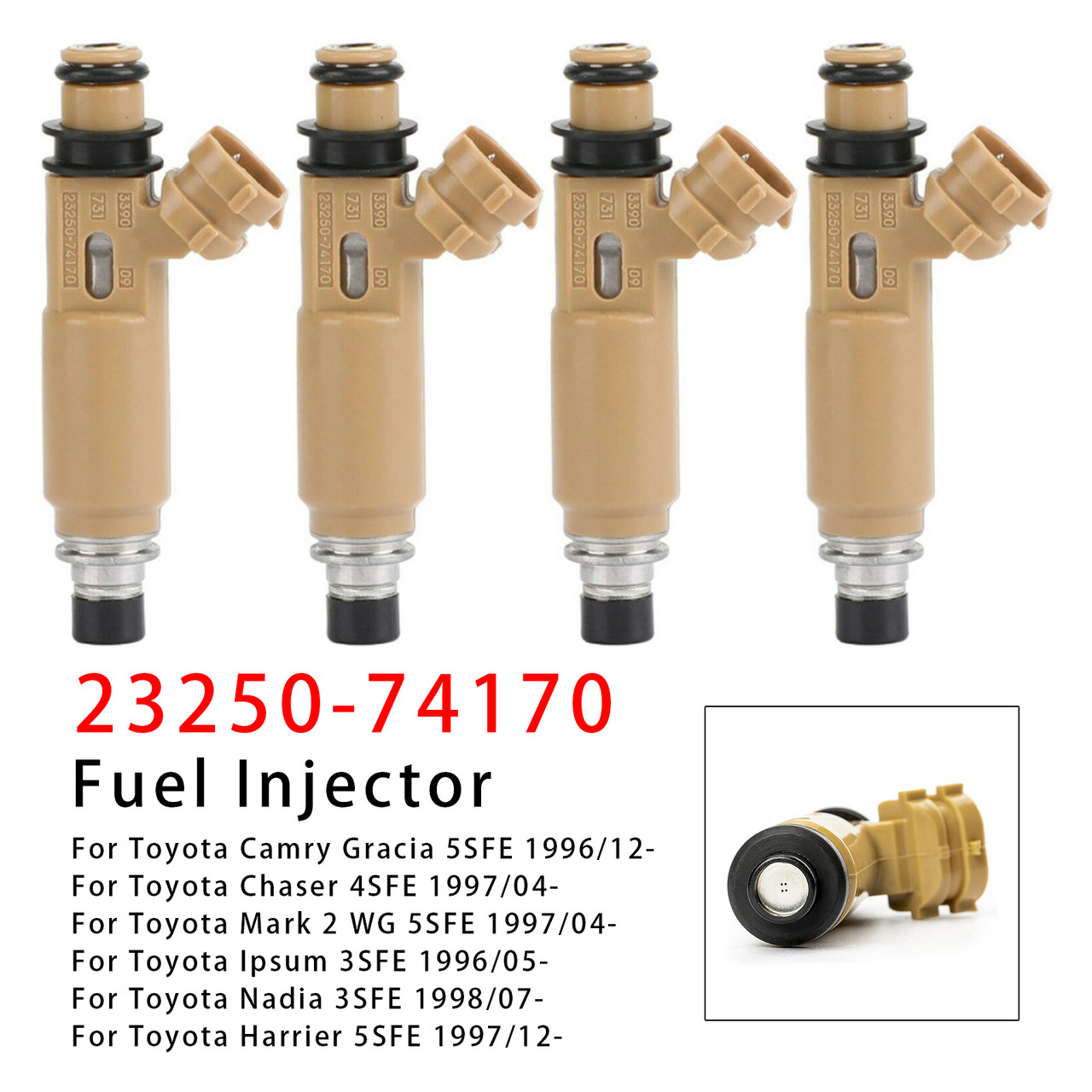 1994-2003 Toyota Avensis Carina Corona RAV4 2.2L 3.0L 4Pcs Fuel Injector 23250-74170