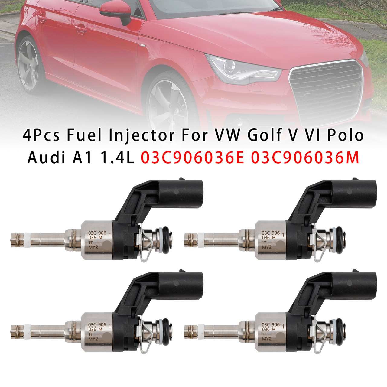 2008-2015 Skoda Fabia Octavia II Rapid Superb Yeti 4Pcs Fuel Injector 03C906036E 03C906036M Generic