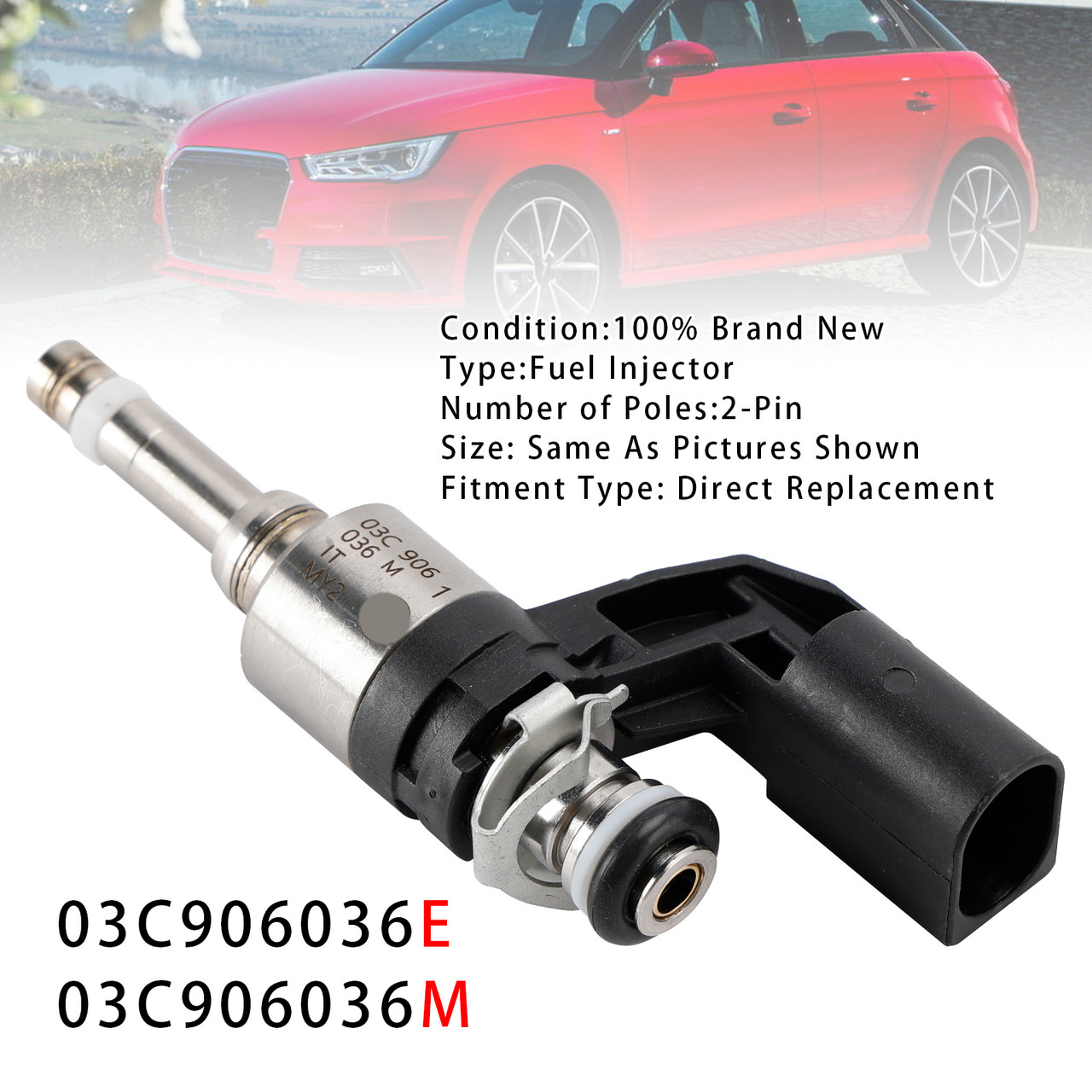 2007-2017 VW Golf Passat Jetta Polo Touran Beetle 1Pcs Fuel Injector 03C906036E 03C906036M Generic