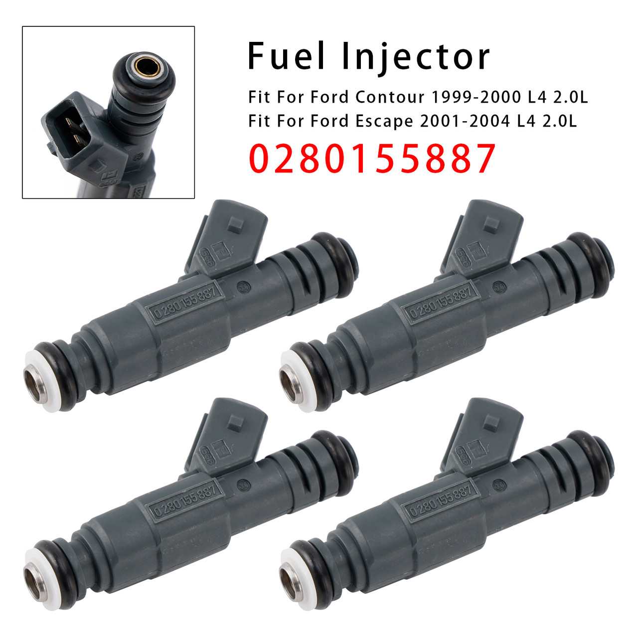 1999-2002 Mercury Cougar 2.0L 4Pcs Fuel Injector 0280155887 Generic