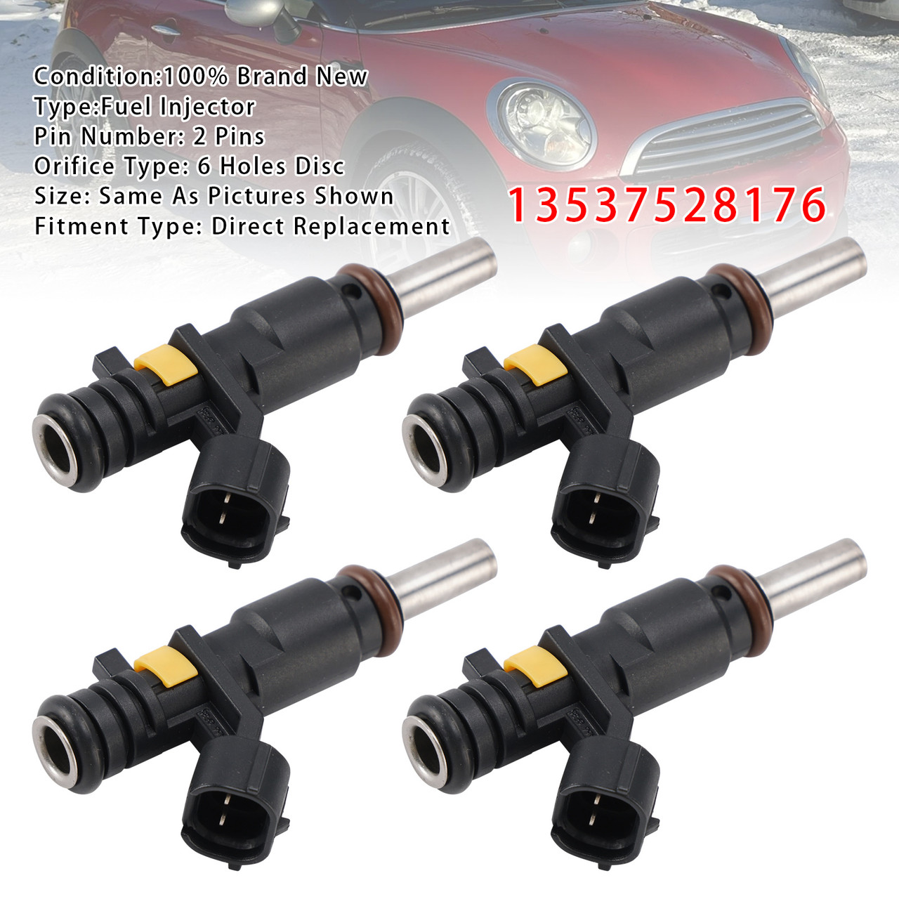 2006-2016 Mini cooper Hatchback Clubman Countryman 4Pcs Fuel Injector 13537528176 Generic