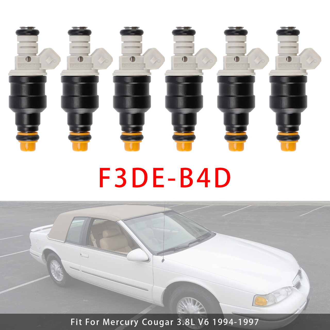 1994-1996 Ford Mustang 3.8L V6 6Pcs Fuel Injector F3DE-B4D Generic
