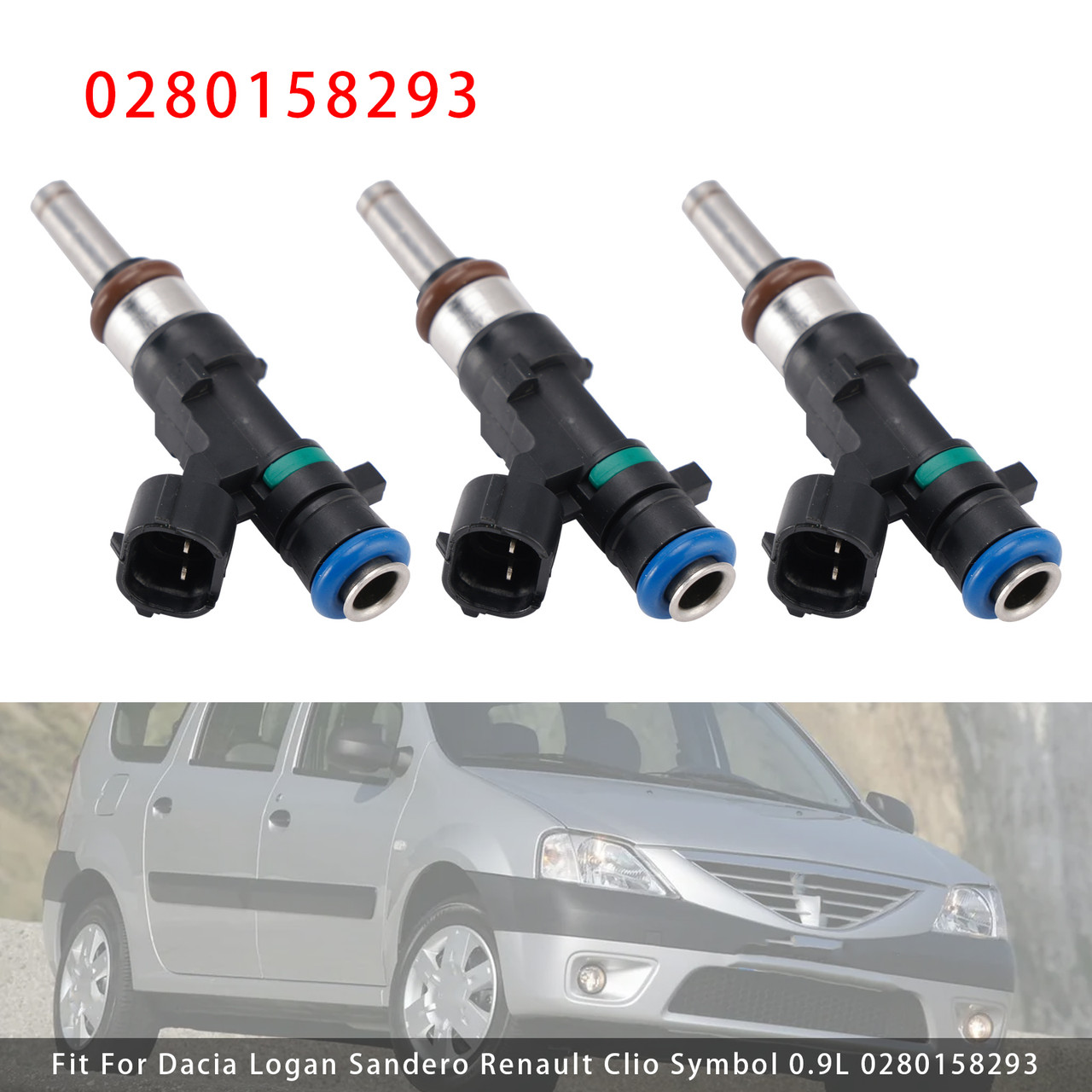 Dacia Logan Sandero Renault Clio Symbol 0.9L 3Pcs Fuel Injector 0280158293 Generic