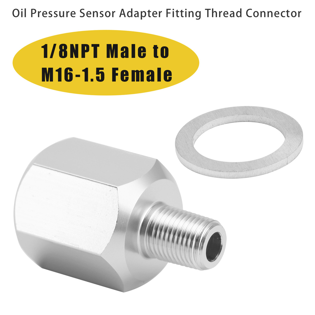 1/8NPT Male to M16-1.5 Female Oil Pressure Sensor Adapter Fitting Thread Connector