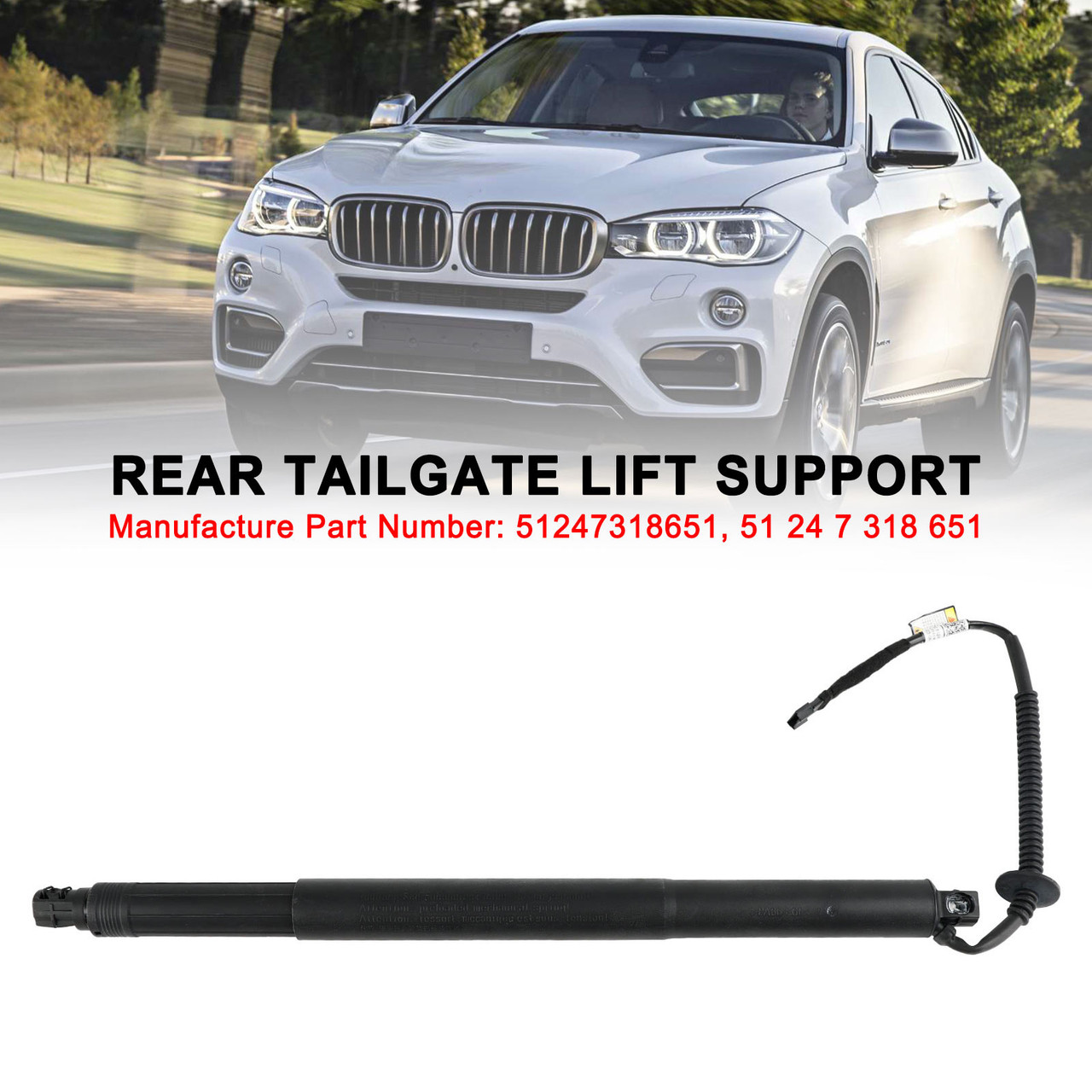 2014-2019 BMW X6 F16 F86 1* Rear Tailgate Lift Support 51247318651 Black Generic
