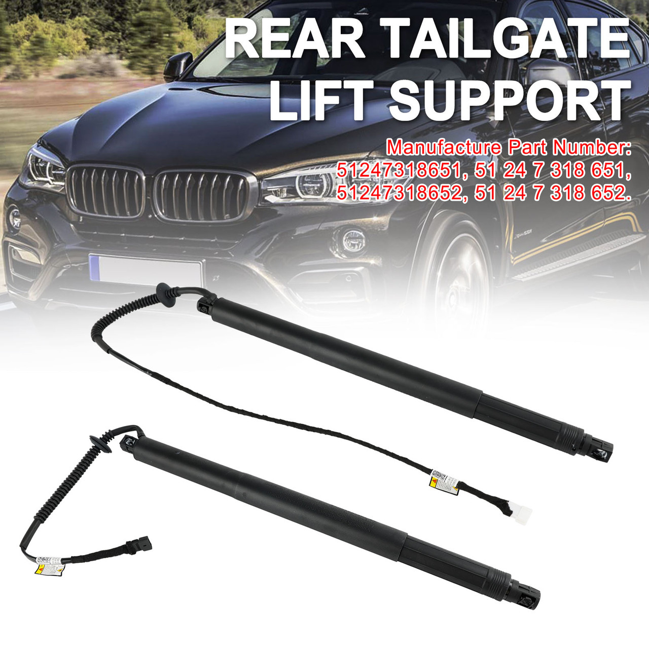 2014-2019 BMW X6 F16 F86 2* Rear Tailgate Lift Support 51247318651 Black Generic