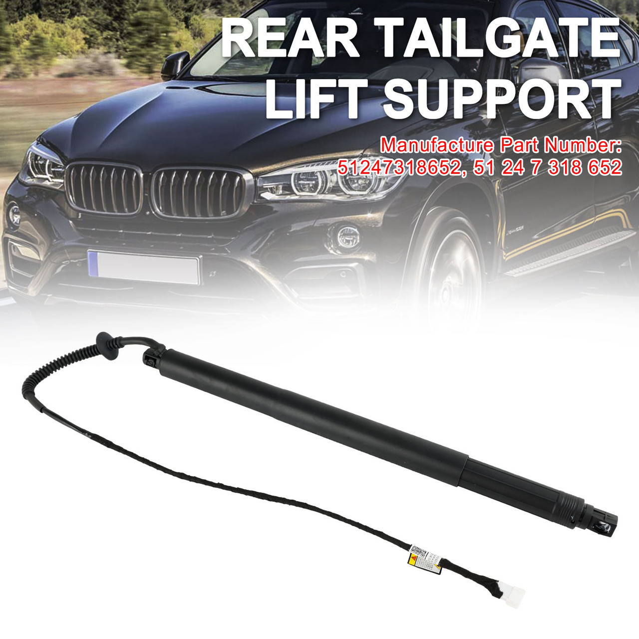 2014-2019 BMW X6 F16 F86 1* Rear Tailgate Lift Support 51247318652 Black Generic