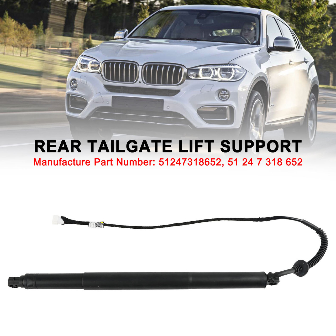 2014-2019 BMW X6 F16 F86 1* Rear Tailgate Lift Support 51247318652 Black Generic