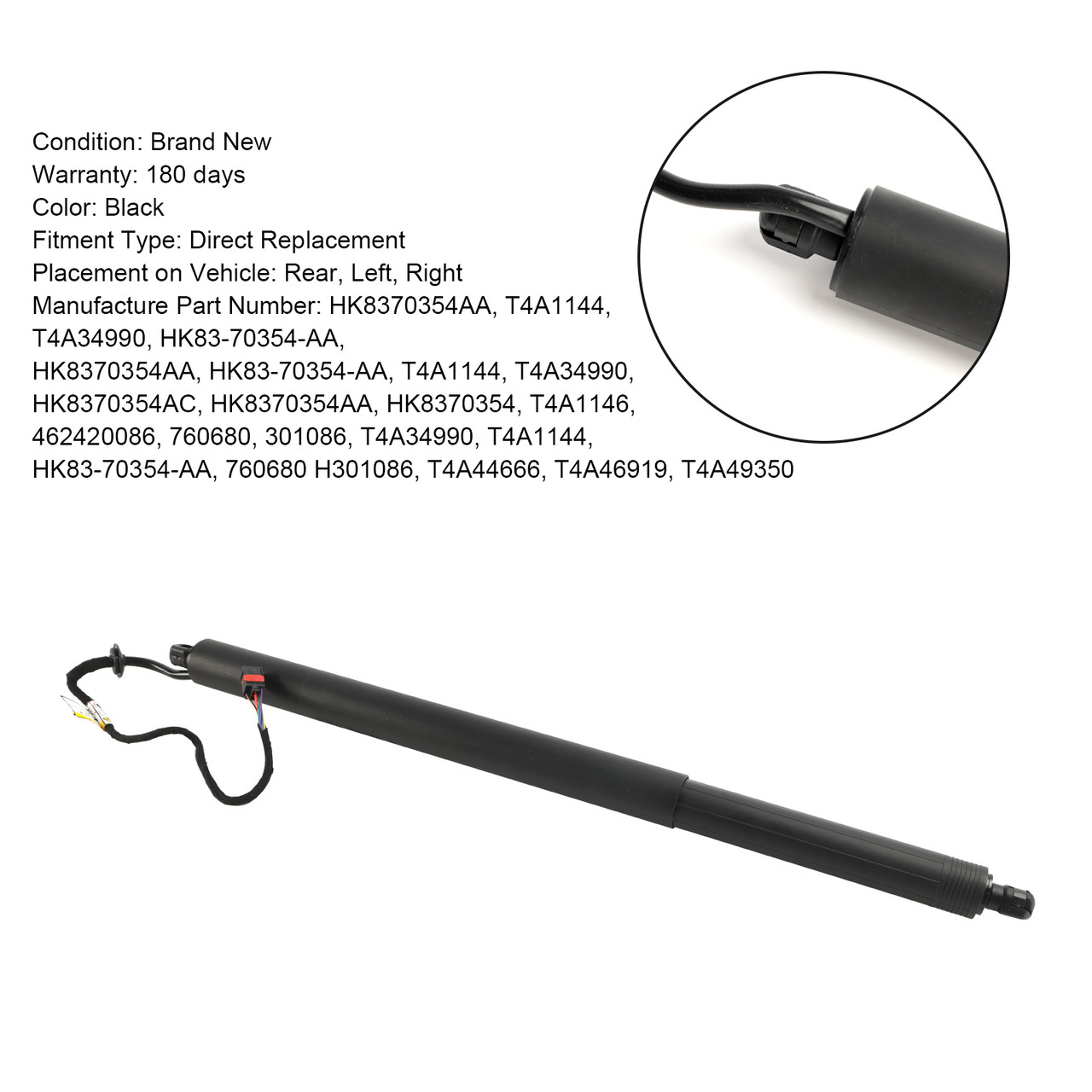 2016-2018 Jaguar F-Pace X761 1* Rear Tailgate Lift Support HK8370354AA Black Generic