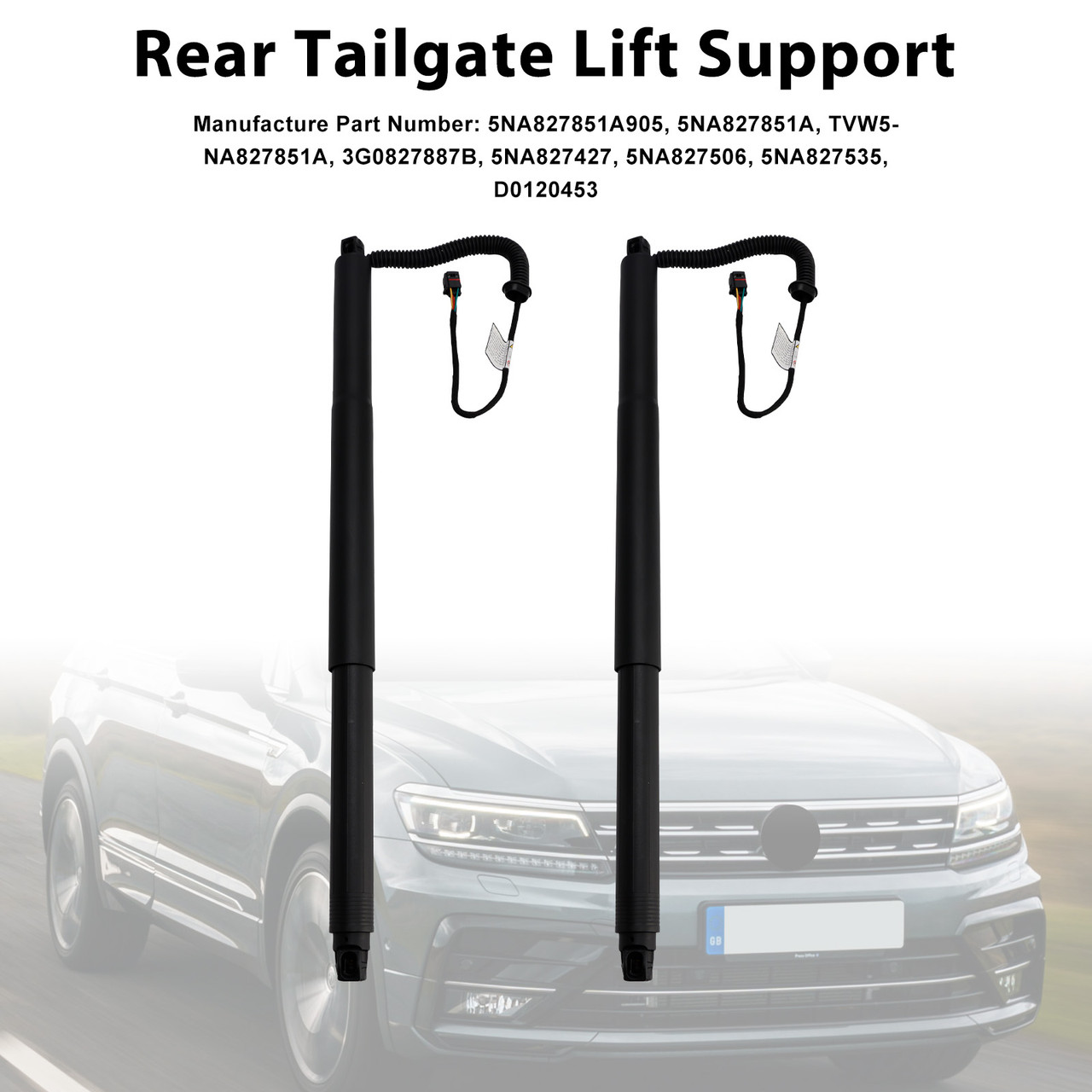 2016-2019 VW Tiguan AD1 2* Rear Tailgate Lift Support 5NA827851A905 Black Generic