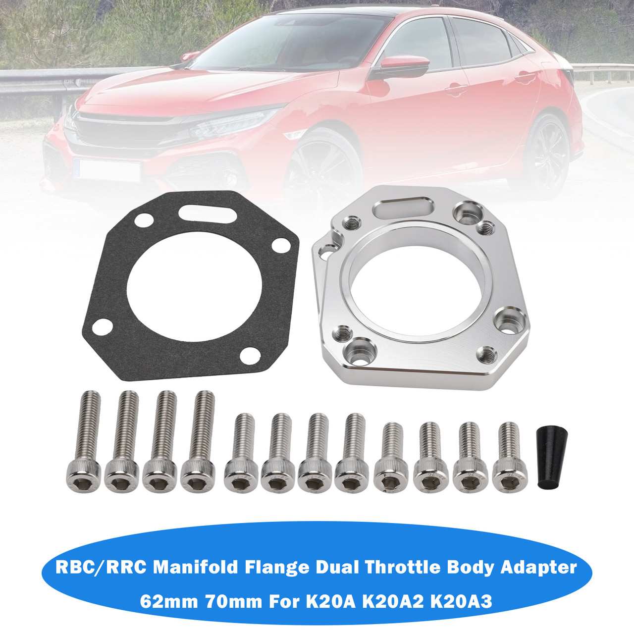 RBC/RRC Manifold Flange Dual Throttle Body Adapter 62mm 70mm For K20A K20A2 K20A3