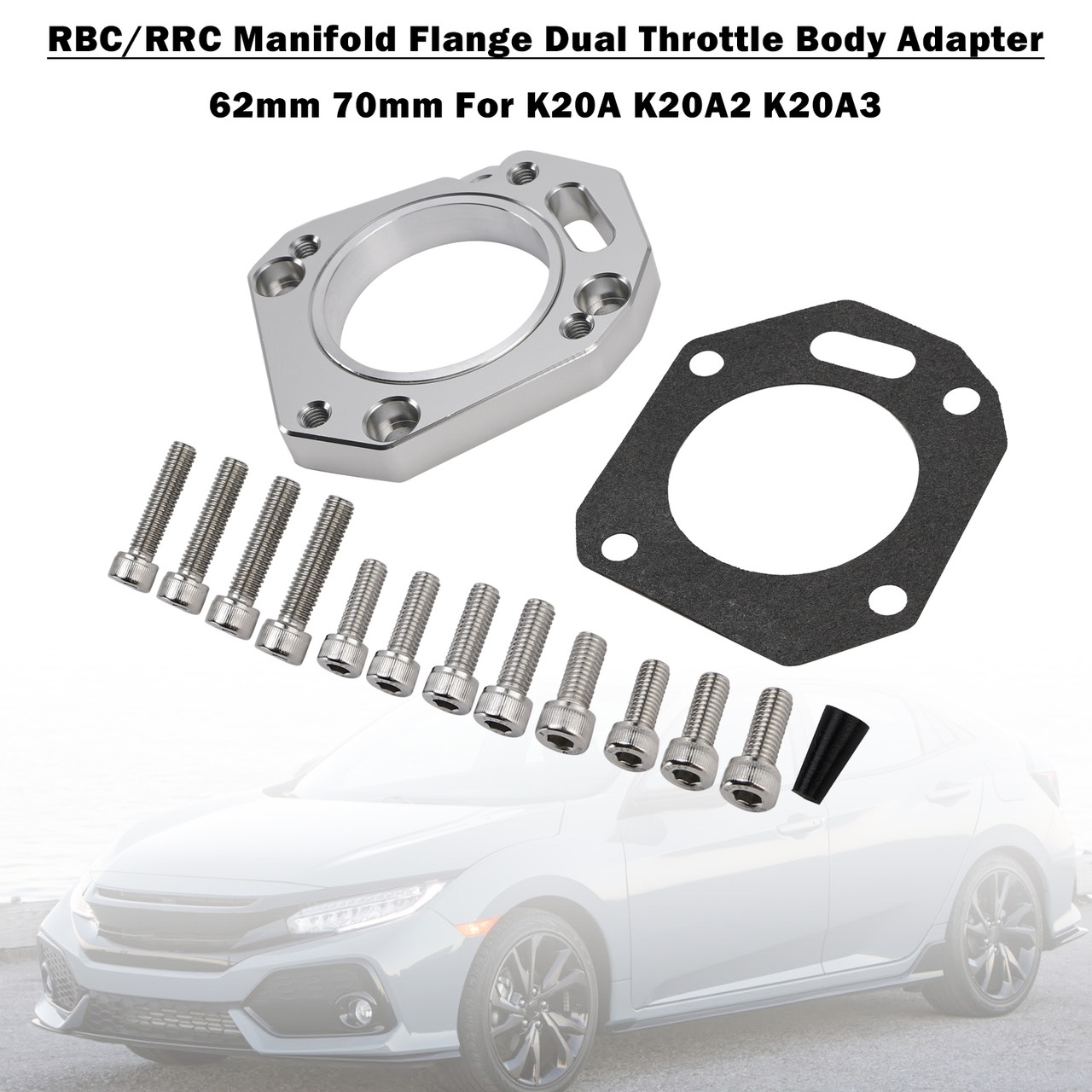 RBC/RRC Manifold Flange Dual Throttle Body Adapter 62mm 70mm For K20A K20A2 K20A3