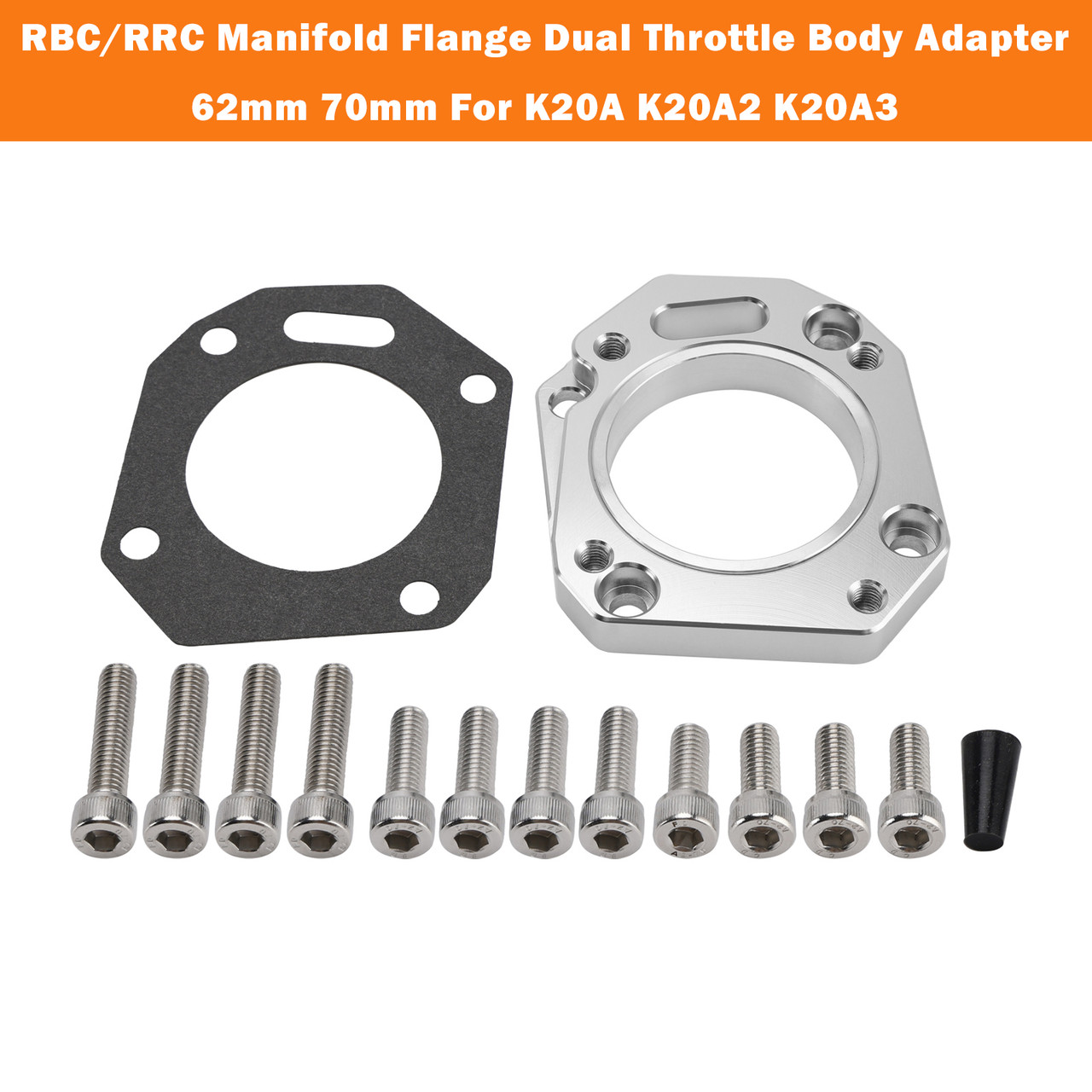 RBC/RRC Manifold Flange Dual Throttle Body Adapter 62mm 70mm For K20A K20A2 K20A3