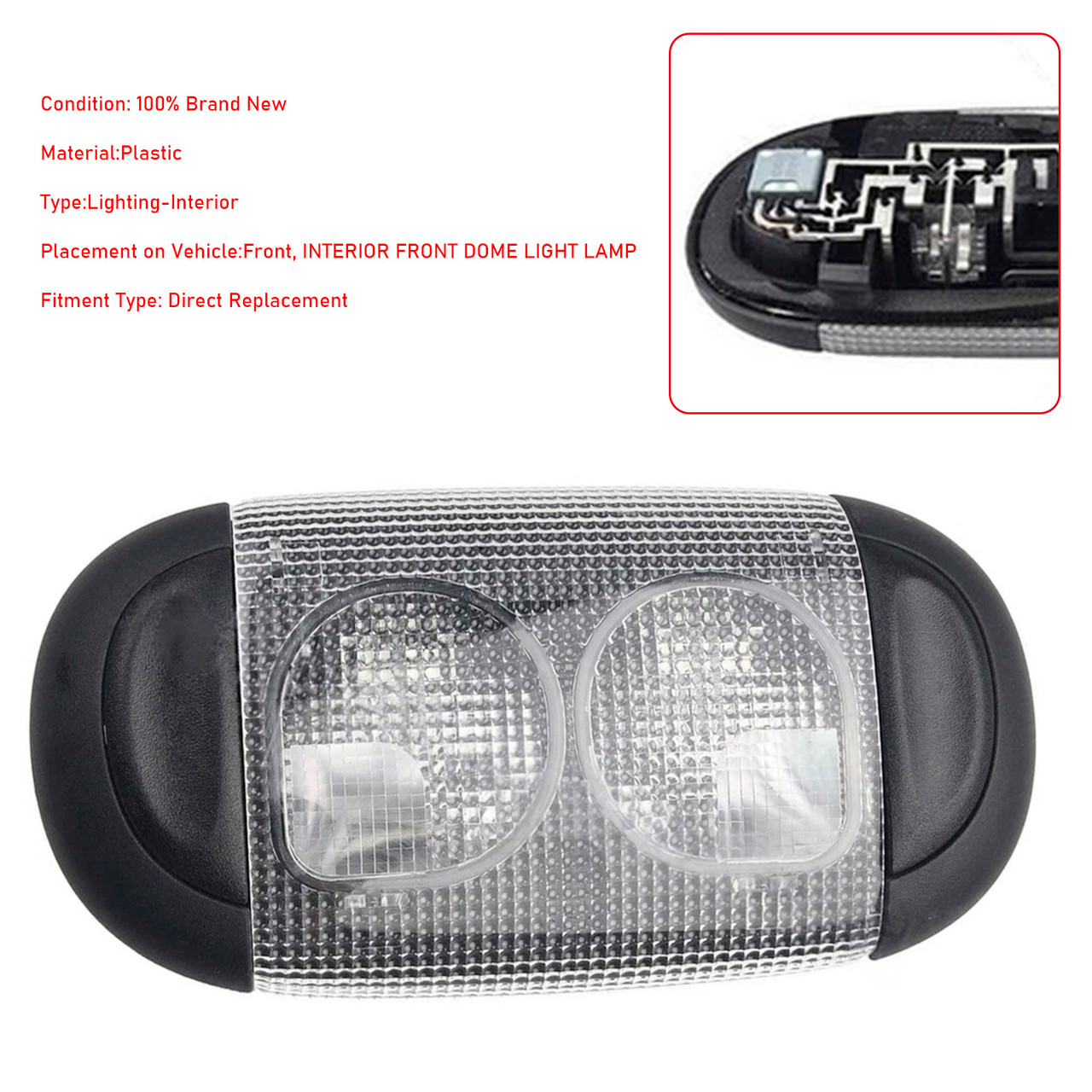 2011-2016 Jeep Wrangler Front Dome Light Car Interior Headlight 1QN65DX9AB Generic