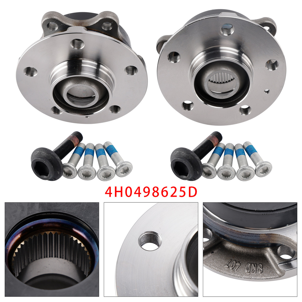 Audi A4 8K A6 C7 A5 8T A8 4H Q5 2x Front Wheel Hub Flange+Bearing+Bolts Kit 4H0498625D Generic