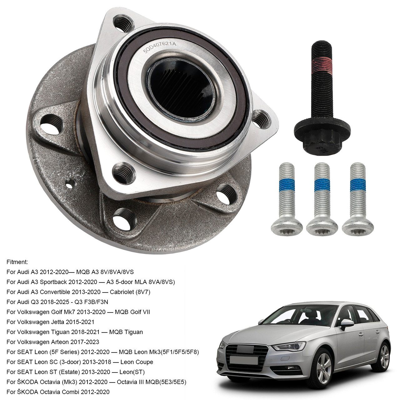 2012-2025 Audi A3 Q3 Wheel Hub Bearing Assembly 5Q0407621A Generic