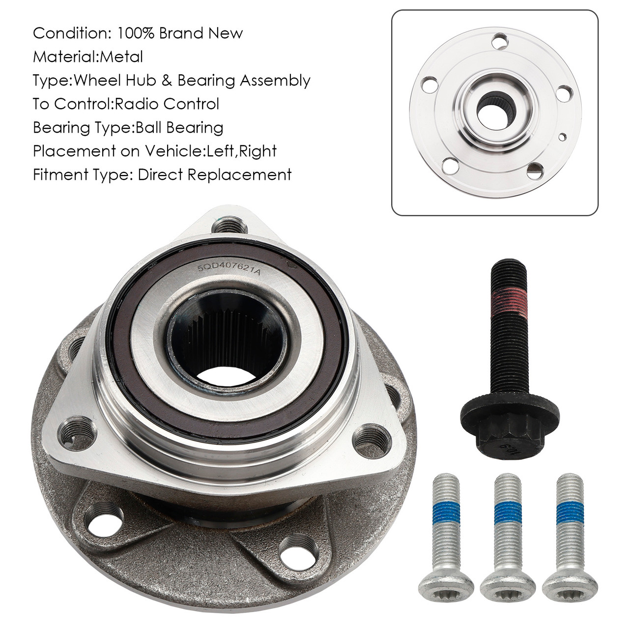 2012-2025 Audi A3 Q3 Wheel Hub Bearing Assembly 5Q0407621A Generic